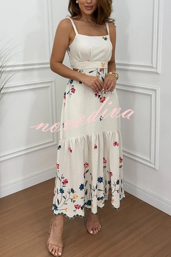 Vestido Maxi Bordado Cut-Out