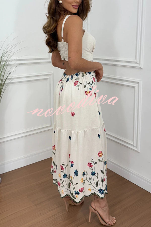 Vestido Maxi Bordado Cut-Out