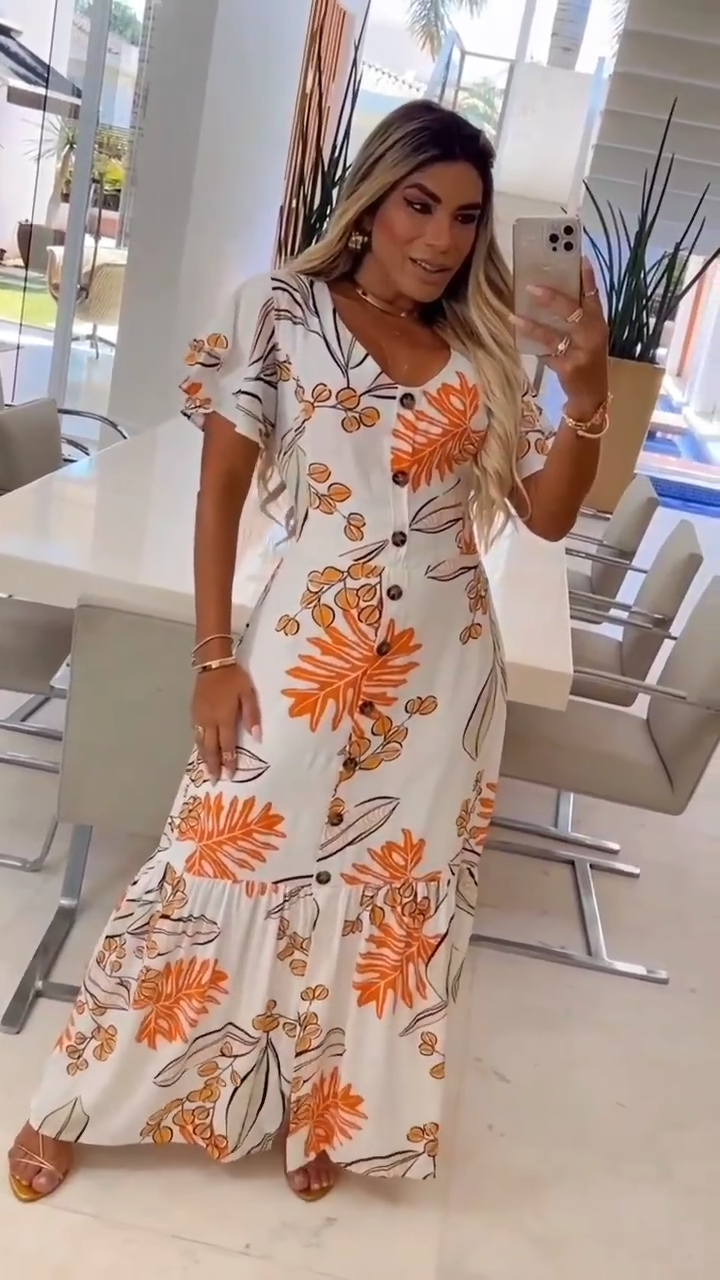 Vestido "Tropic Coral Maxi"