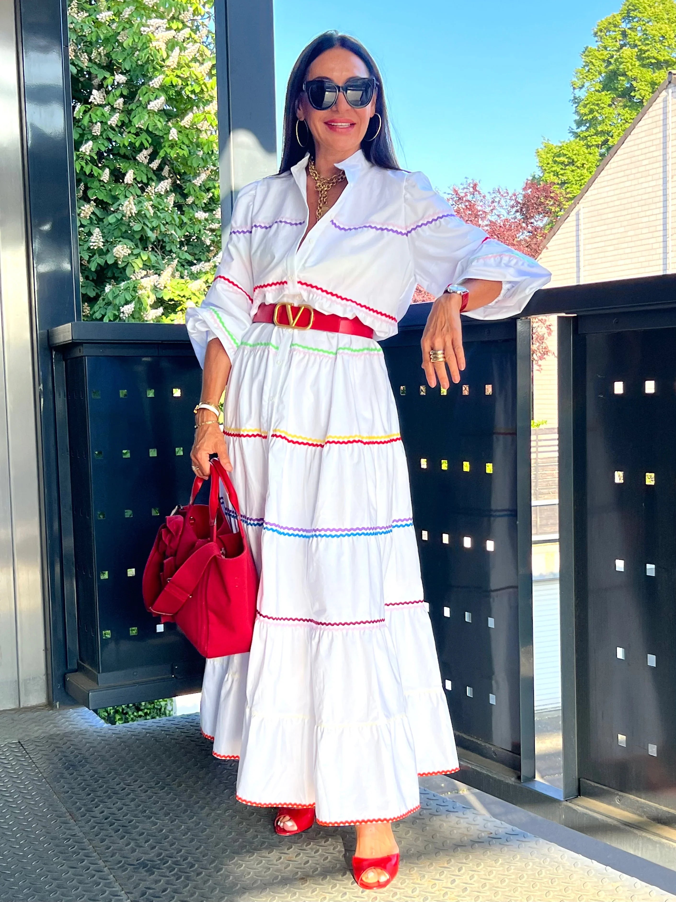 Maxi Vestido Camisero Arcoíris Folk