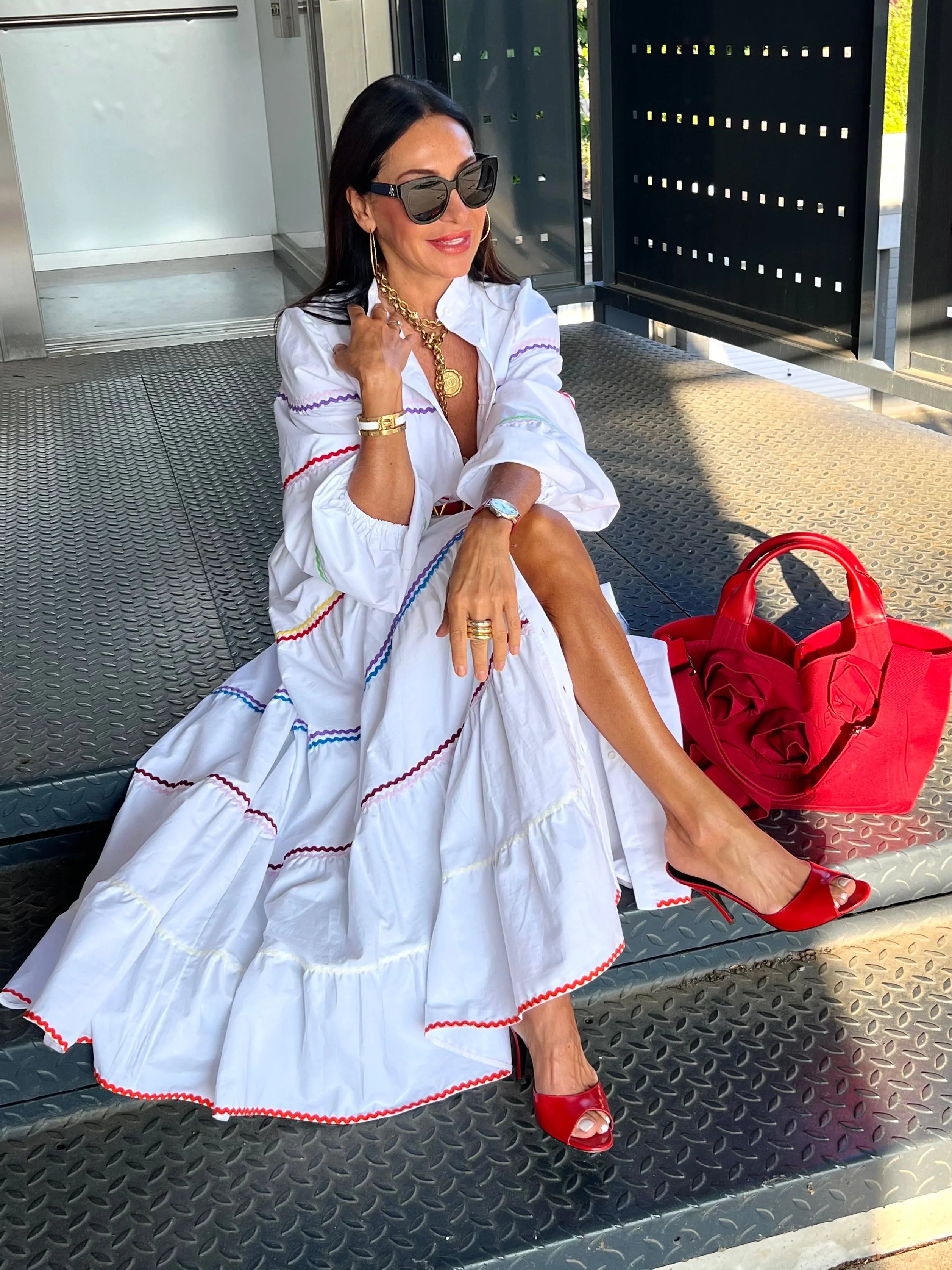 Maxi Vestido Camisero Arcoíris Folk