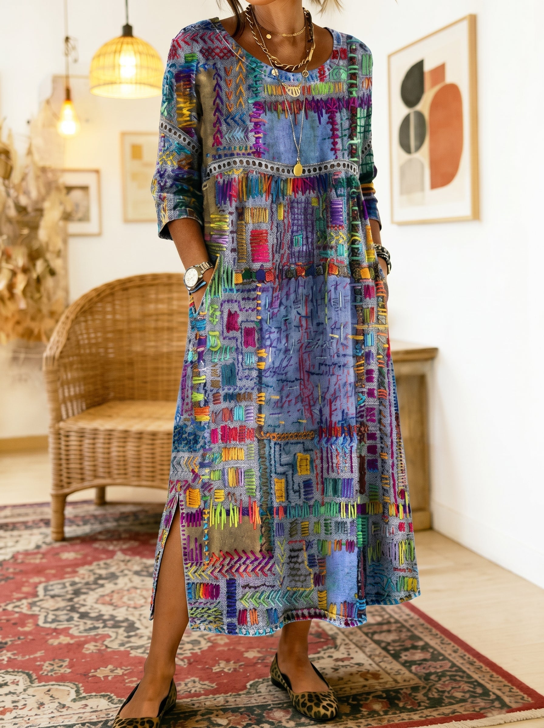 Vestido casual Mosaico Vibrante
