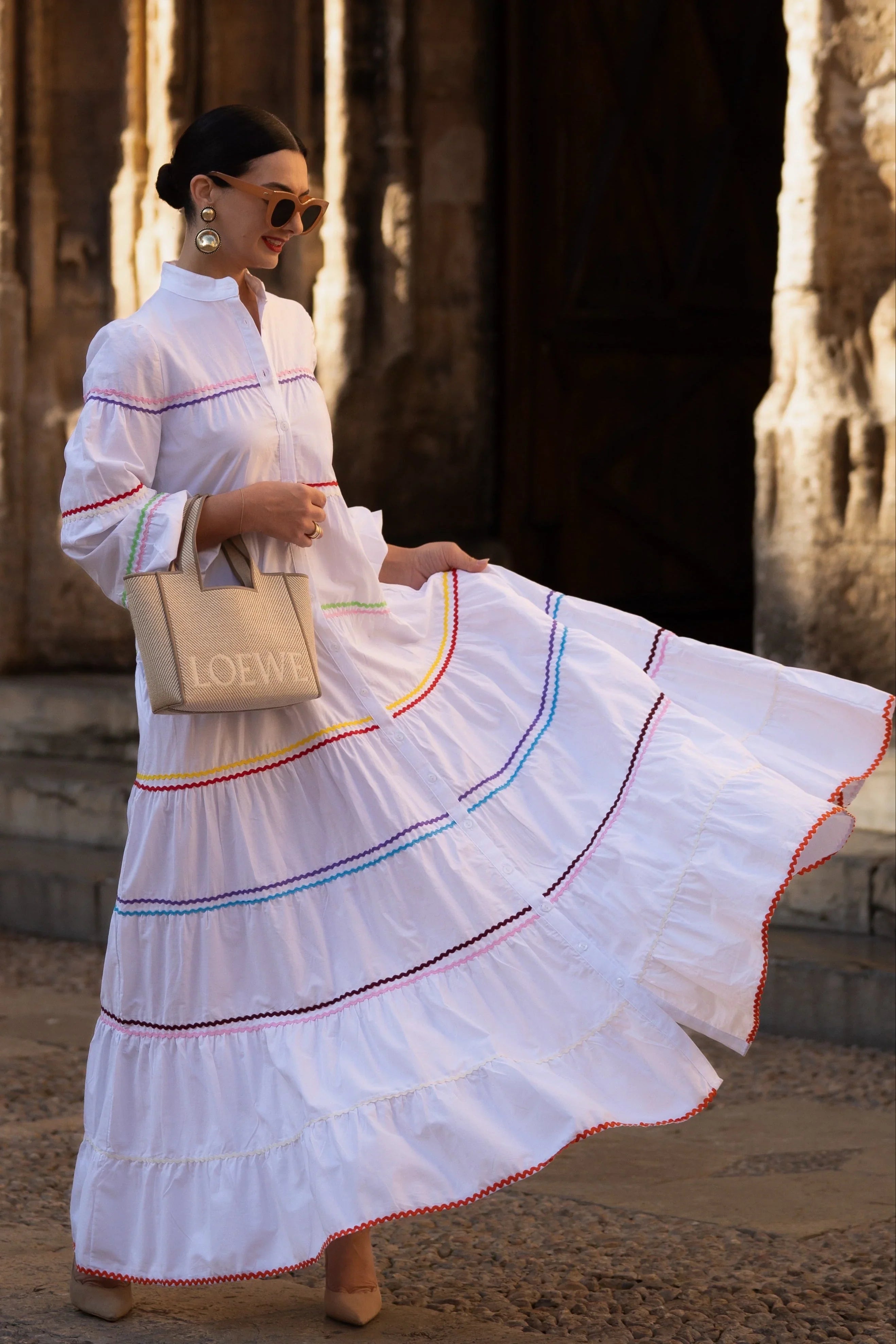 Maxi Vestido Camisero Arcoíris Folk