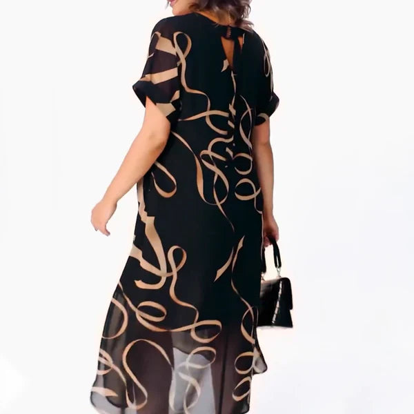Vestido midi con estampado artístico