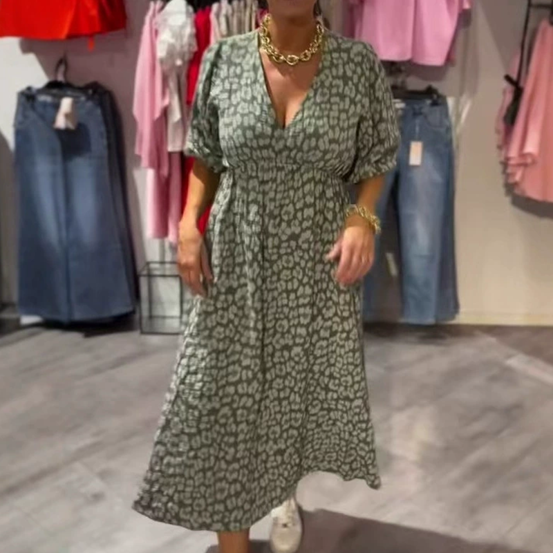 ⏰Venta temporal - 50% de descuento🔥Vestido estampado con cuello en V para mujer