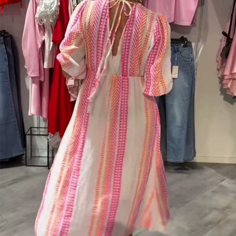⏰Venta temporal - 50% de descuento🔥Vestido estampado con cuello en V para mujer